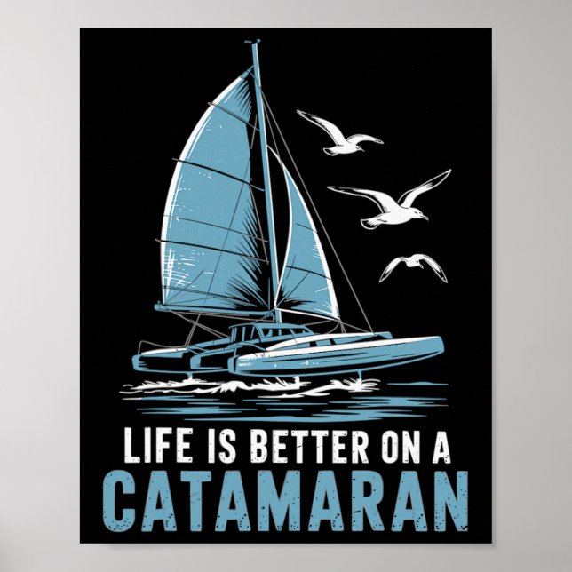 Båt Segling Båtliv Sjöman Katamaran Segling  Poster (Framsidan)