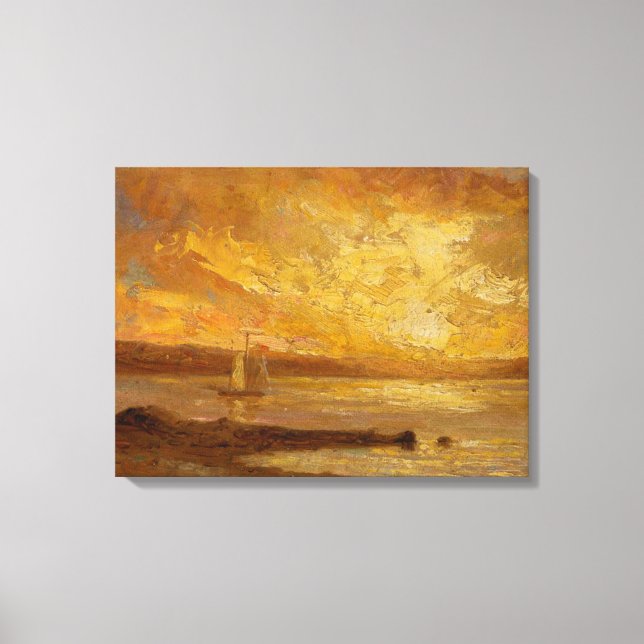 Båt till sjöss - Edward Mitchell Bannister - c1890 Canvastryck (Framsida)