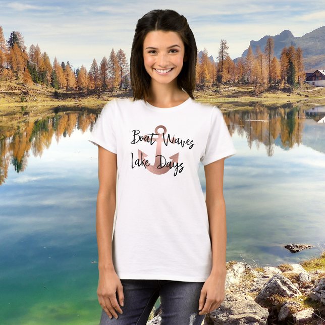 Båt Vågor Sjö Dagar Ankar Rosguld T Shirt (Skapare uppladdad)