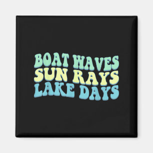 Båt Vågor Solstrålar Sjø Dagar Rolig Retro Sommar Magnet