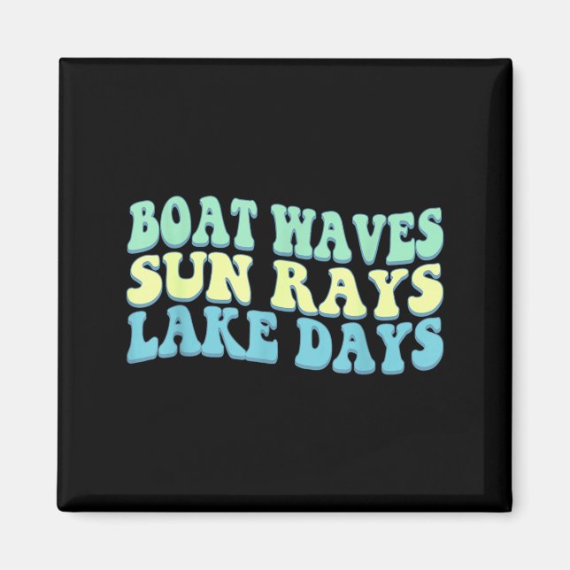 Båt Vågor Solstrålar Sjø Dagar Rolig Retro Sommar Magnet (Framsidan)