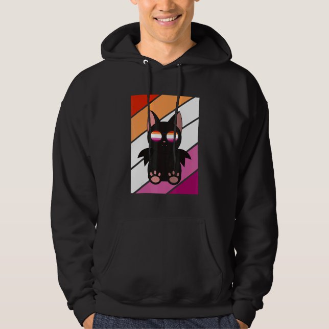 Bat With Pride Lesbian Flag LGBTQ Proud Ally Pride Hoodie (Framsida)