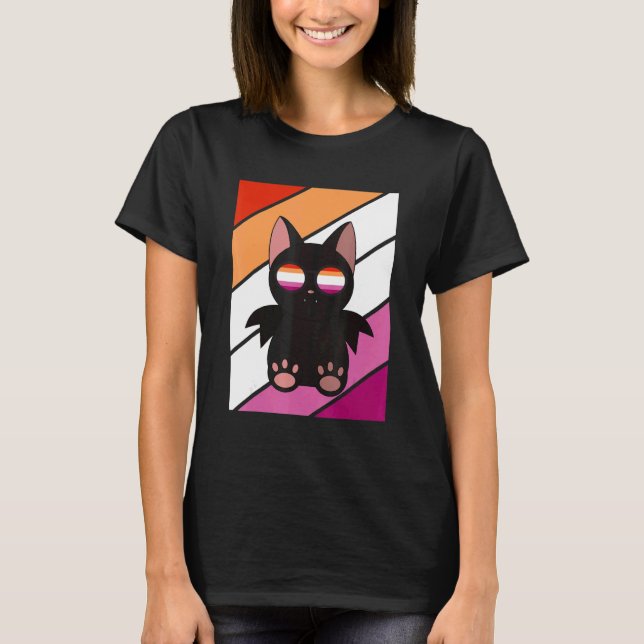 Bat With Pride Lesbian Flag LGBTQ Proud Ally Pride T Shirt (Framsida)