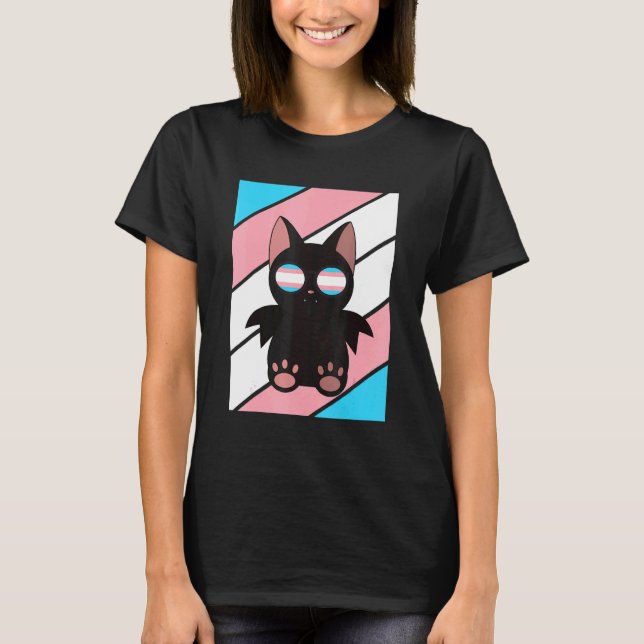 Bat With Pride Transgender Flag LGBTQ Proud Ally P T Shirt (Framsida)