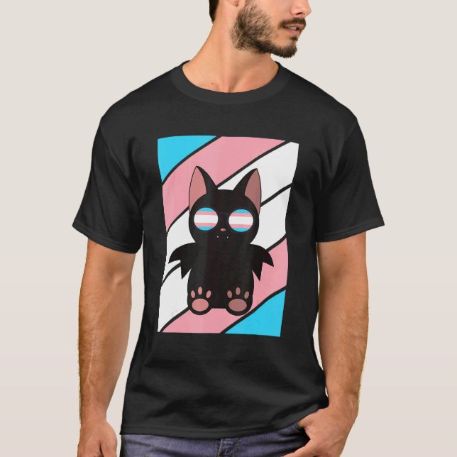 Bat With Pride Transgender Flag LGBTQ Proud Ally P T Shirt (Framsida)