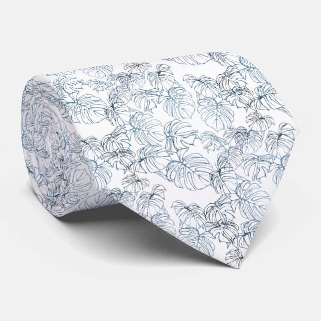 Bata blanco con hojas azules disperpersas slips (Rullad)