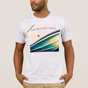 Båtabstrakt i blå T-shirt