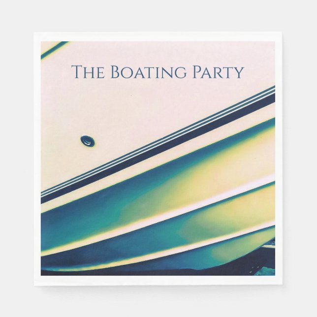 Båtabstrakt på blå pappersservett (Framsidan)