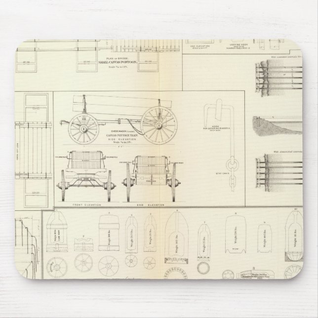 Båtar, broar, godsvagnar, projektiler, Teckningar Musmatta (Framsidan)