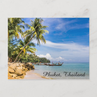 Båtar förtöjda i södra änden av Bang Tao-stranden Vykort