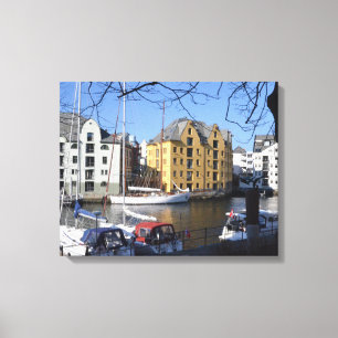Båtar i Alesund Norge Canvastryck