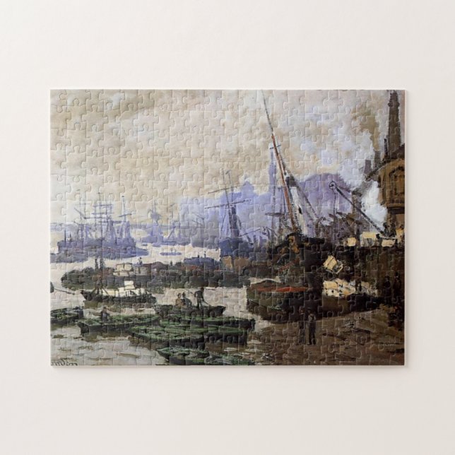 Båtar i Bassäng i London Monet Fine Art Pussel (Horisontell)