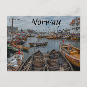 Båtar i Bergen Norge Vykort