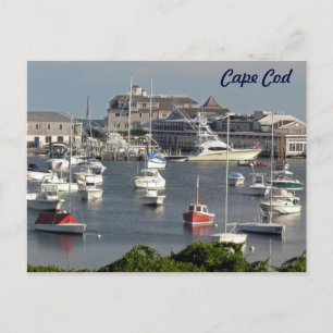Båtar i en Cape Cod Harbour under sommaren Vykort