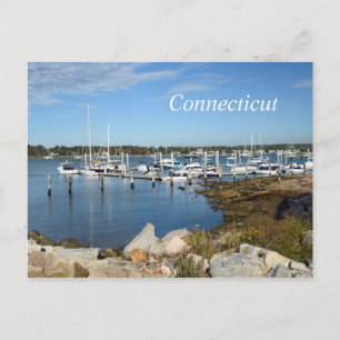 båtar i en fritidshamn i Stonington, Connecticut Vykort