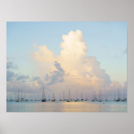 Båtar i en vik, Saint-Anne, Martinique drömlikt Poster