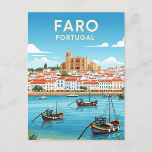 Båtar i Faro Portugal Algarve Travel Vykort