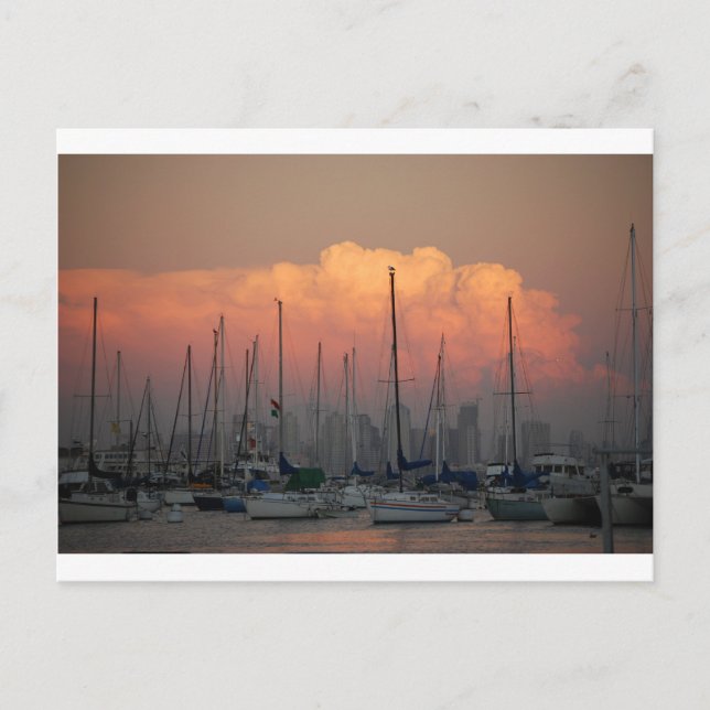 Båtar i hamn vykort (Framsida)