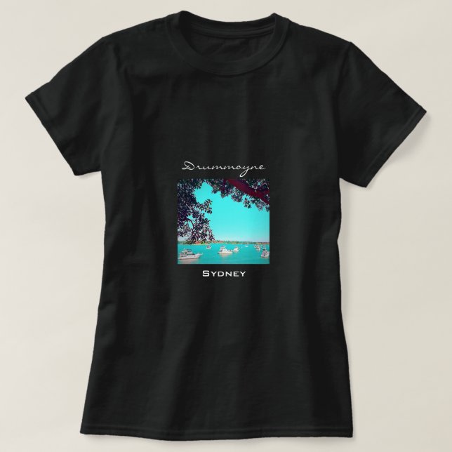 Båtar i hamnen Drummoyne Sydney-resa T Shirt (Design framsida)