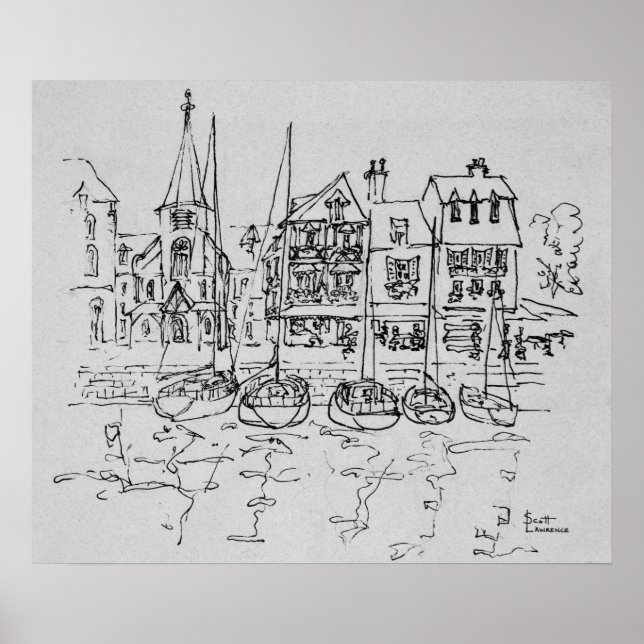 Båtar i hamnen i Honfleur | Normandie, Frankrike Poster (Framsidan)