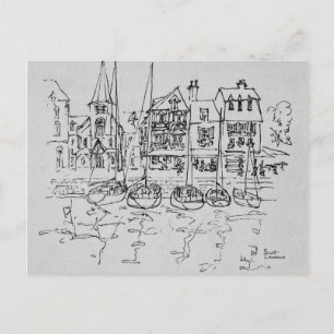 Båtar i hamnen i Honfleur Normandie, Frankrike Vykort