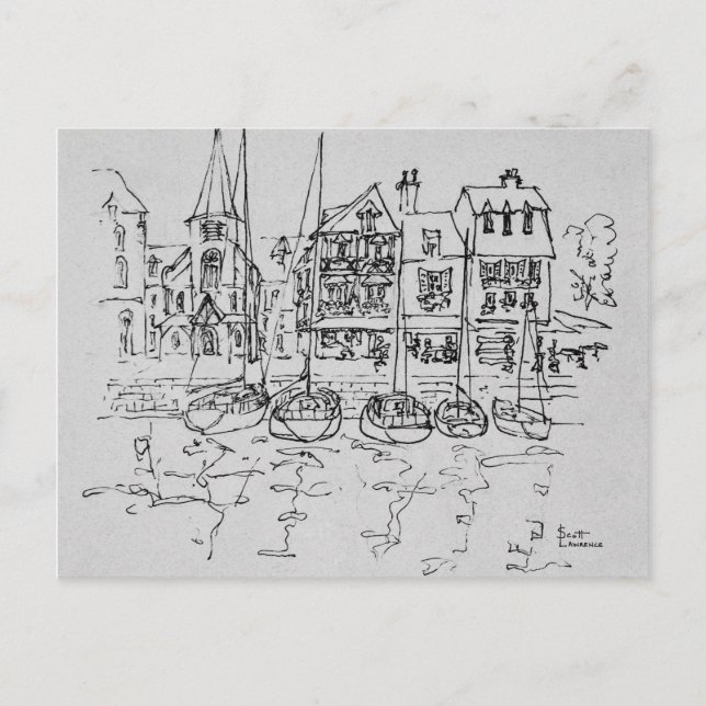 Båtar i hamnen i Honfleur | Normandie, Frankrike Vykort (Framsida)