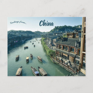 Båtar i Hunan Kina Vykort