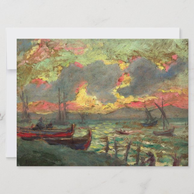 Båtar i kusten (av Kimon Loghi) Kort (Framsida)