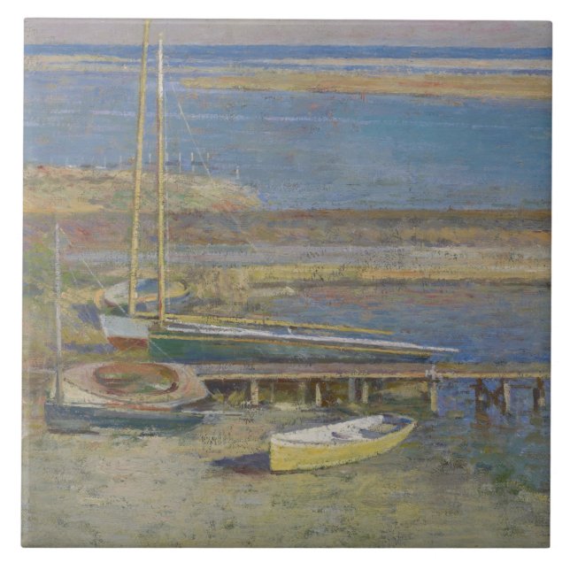 Båtar i landning (New England Ligcape) Kakelplatta (Framsidan)