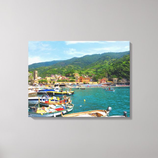 Båtar i Monterosso, Cinque Terre, Italien Canvastryck (Framsida)
