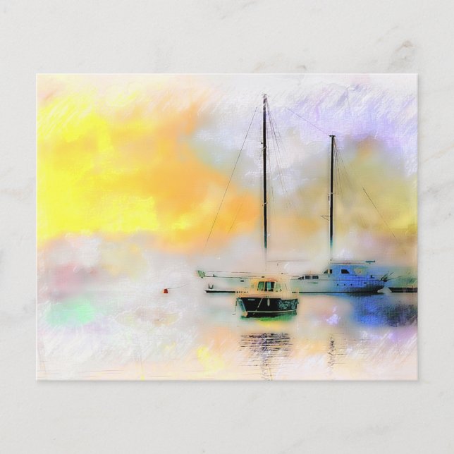 Båtar i solnedgång (Framsida)