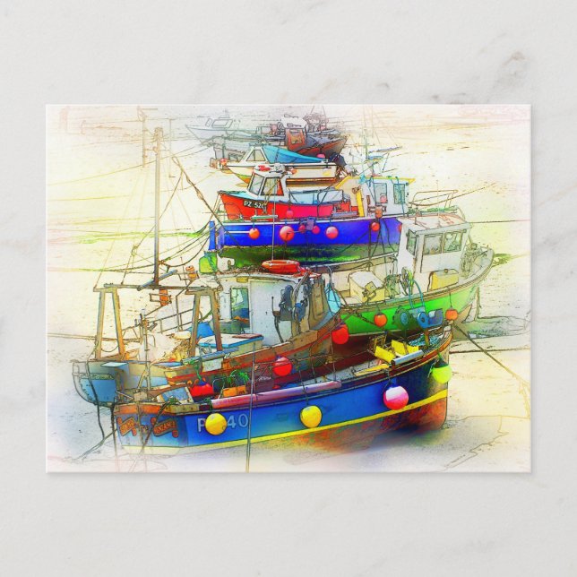 BÅTAR I ST. IVES HARBOR VYKORT (Framsida)