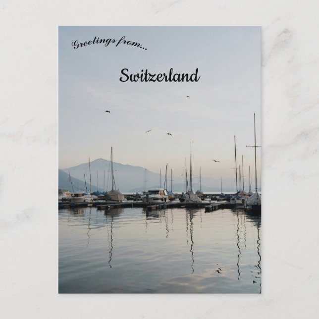 Båtar i Zug Schweiz Vykort (Framsida)