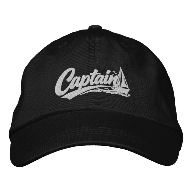 Båtar Kapten Enkel Fettypsnitt Stil Broderad Keps (Framsida)