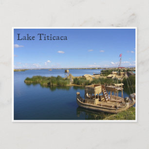 Båtar med sjö titicaca vykort