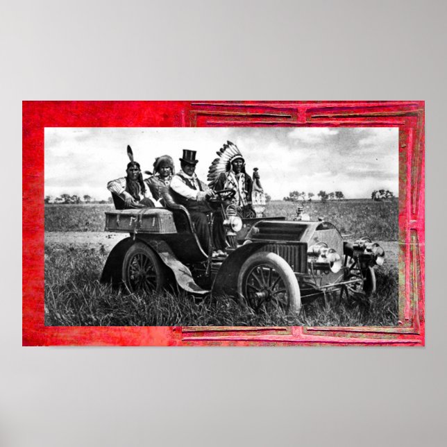 BÅTAR OCH GERONIMO SOM KÖR EN MOTORBIL POSTER (Framsidan)