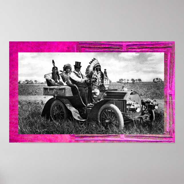 BÅTAR OCH GERONIMO SOM KÖR EN MOTORBIL POSTER (Framsidan)