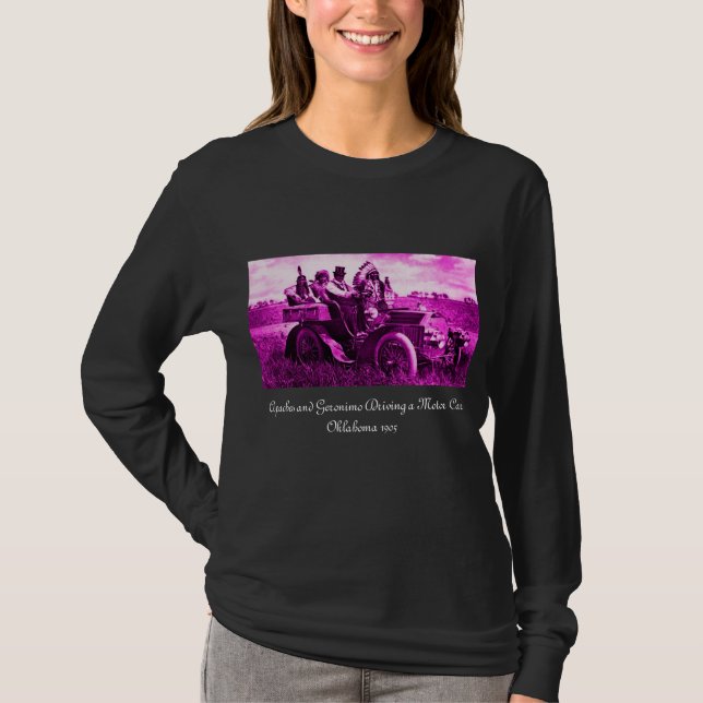 BÅTAR OCH GERONIMO SOM KÖR EN MOTORBIL T-SHIRT (Framsida)