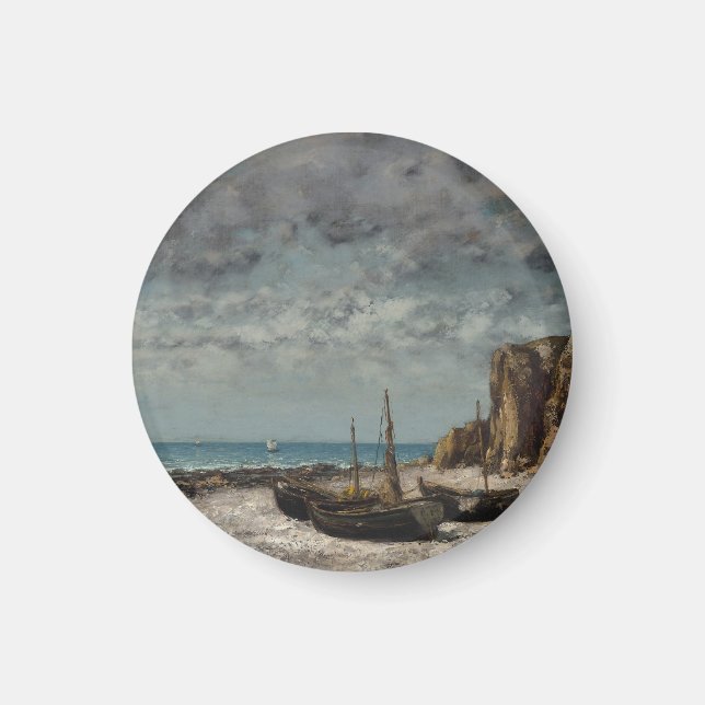 Båtar på en strand, Étretat – Gustave Courbet Magnet (Framsidan)
