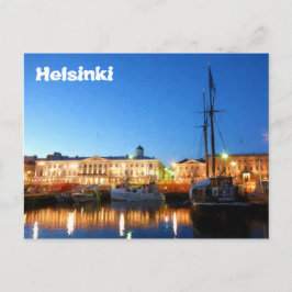 Båtar på Helsingfors-marknadstorget på kvällen Vykort