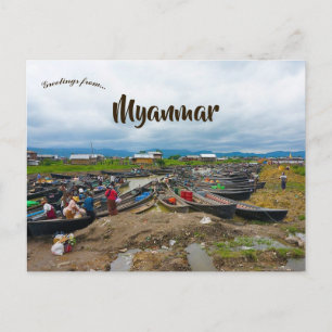 Båtar på Inle Lake Bagan Yangon Myanmar Vykort