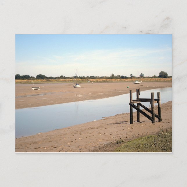 Båtar på Mudflats Vykort (Framsida)