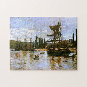 Båtar på Rouen 1872 Monet Fine Art Pussel