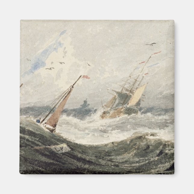 Båtar på Stormy Sea (w/c över grafiten på vajern p Magnet (Framsidan)