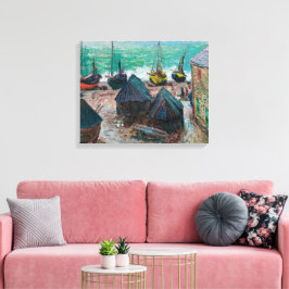 Båtar på stranden vid Étretat | Claude Monet | Canvastryck