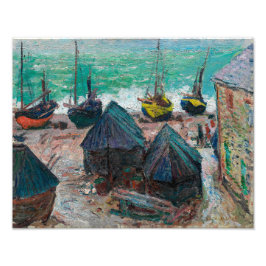 Båtar på stranden vid Étretat | Claude Monet | Fototryck