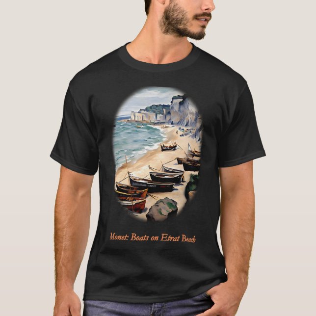 Båtar på stranden vid Étretat T Shirt (Framsida)