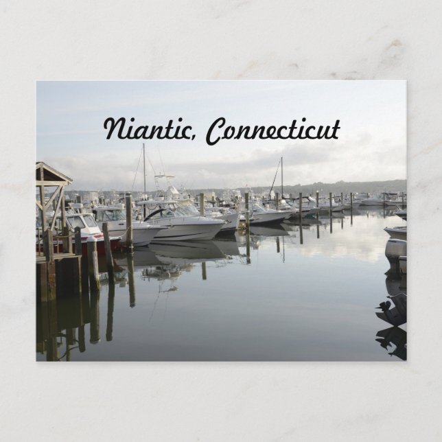 Båtar som ligger i en fritidshamn i Niantic Connec Vykort (Framsida)