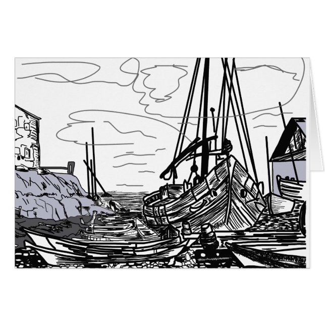 Båtar till havs hälsningskort (Framsidan Horizontal)