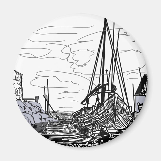 Båtar till havs magnet (Framsidan)